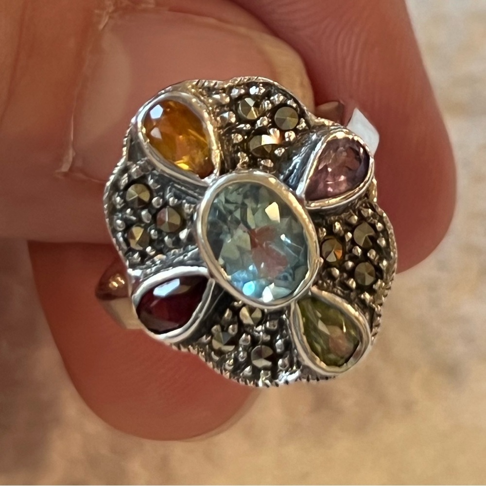 Colorful Gemstone Sterling Silver Ring
